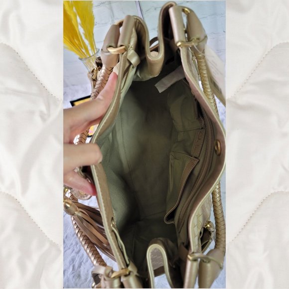 NWT Cole Haan Drawstring Shoulder Soft Gold Bag - Picture 9 of 13